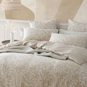 Platinum Collection Haven Caramel Polyester Cotton Jacquard Quilt Cover Set King